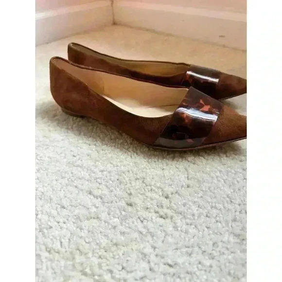 J. McLaughlin Mallory Suede Flat Brown with Tortoise Trim Size 9.5 - Picture 4 of 7